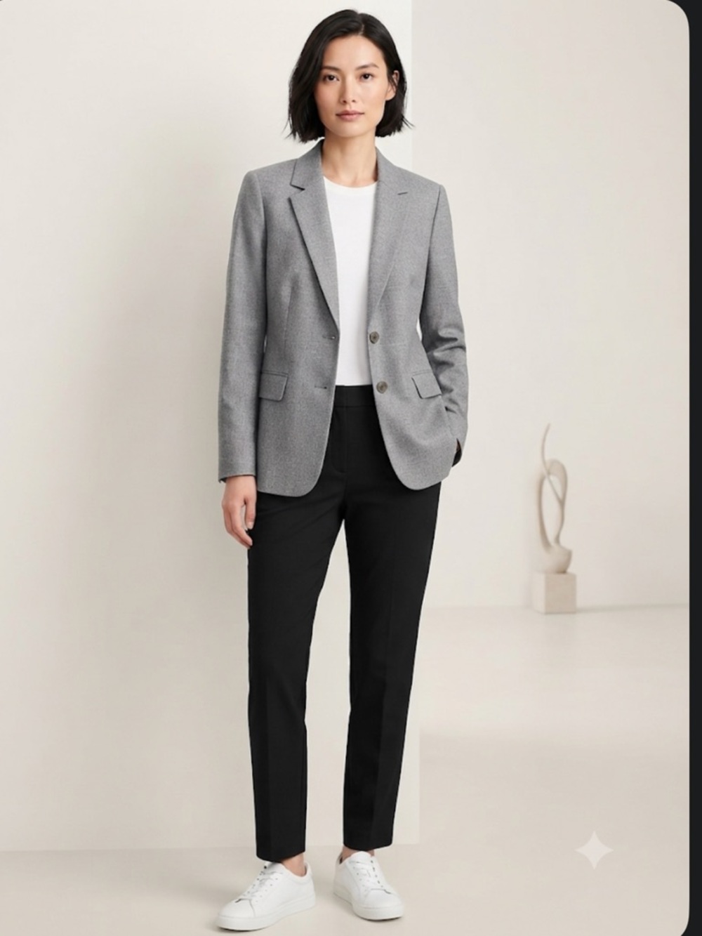 Talbots Woman Gray Wool Blend Two Button Blazer Jacket Size 24W Professional